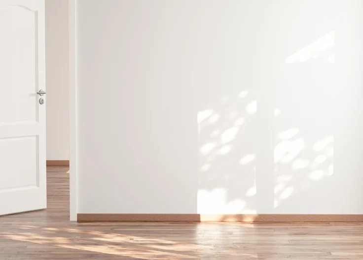 Vorher: Leeres Wohnzimmer in Balingen vor dem virtuellen Home Staging.