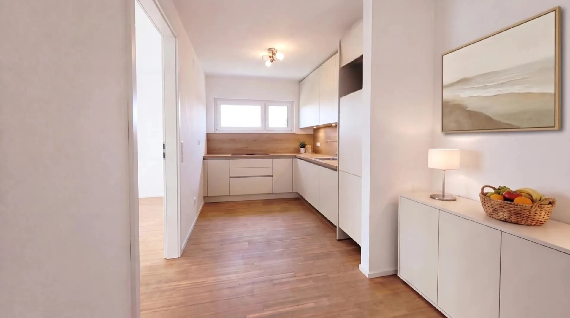 Virtuelles Home Staging einer Küche von Stagingwerk, modern eingerichtet und mit KI erstellt