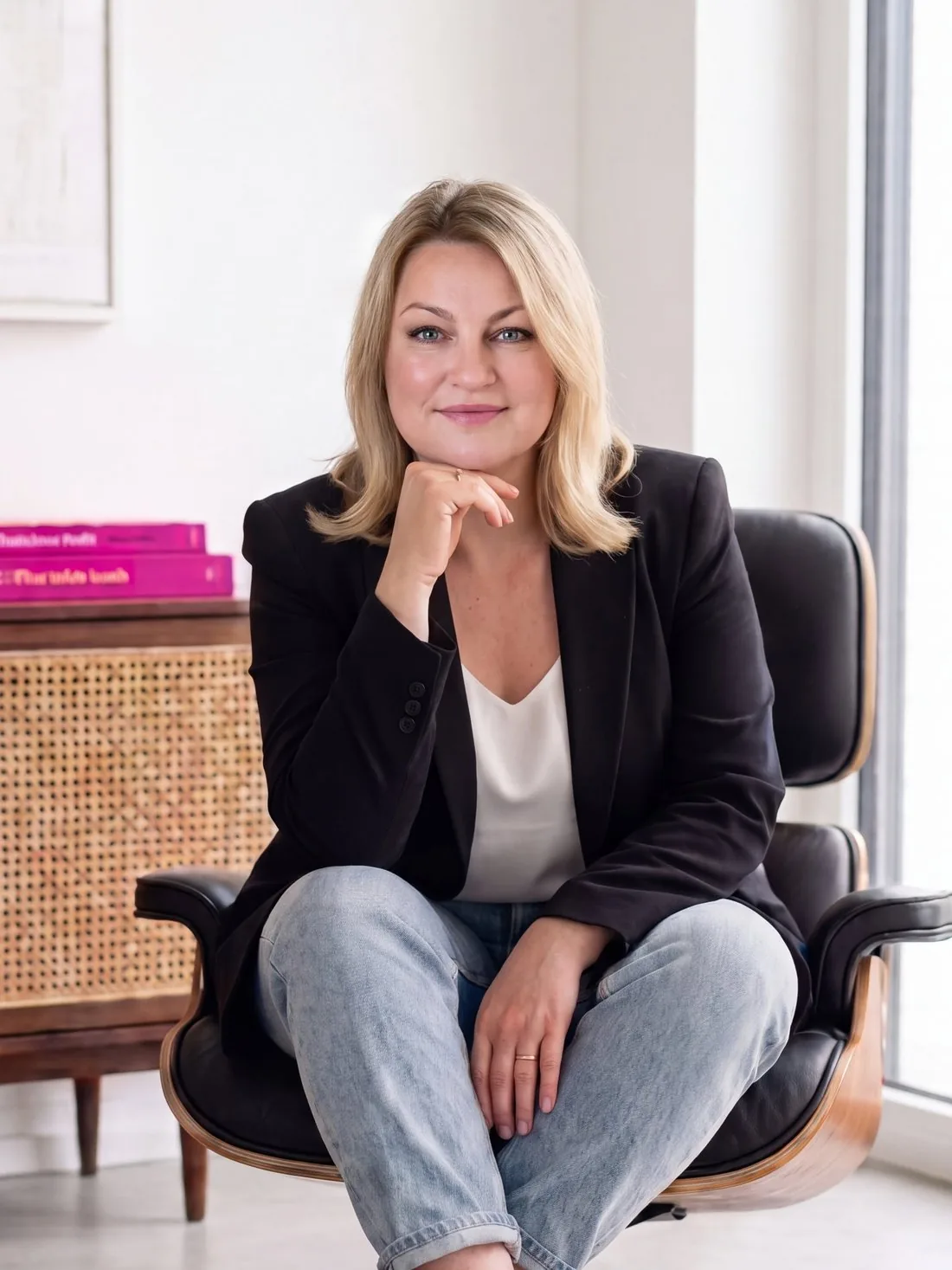 Alla Bauer, Gründerin von Stagingwerk, Interior Designerin und Expertin für virtuelles Home Staging aus Geislingen-Binsdorf (Foto mit KI bearbeitet)